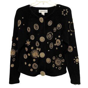 Vtg Beaded Embellished Cardigan Sweater S Hollywood Regency‎ Project Piece Prop